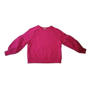 NWT I love JUJU Long Sleeve Hot Pink Puff Sleeve Sweater Top sz L Girls